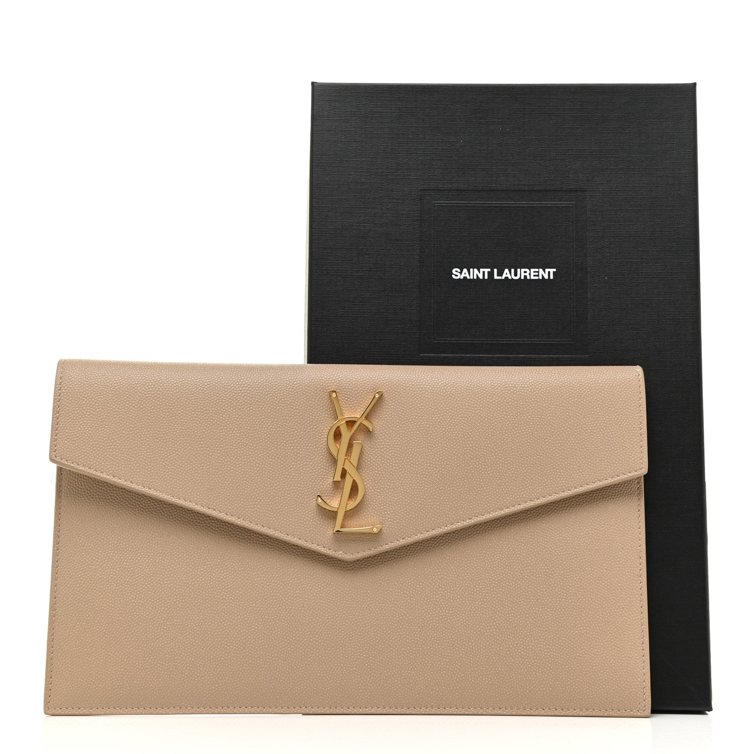 Saint Laurent Grain De Poudre Uptown Pouch Dark Beige 10 of 10