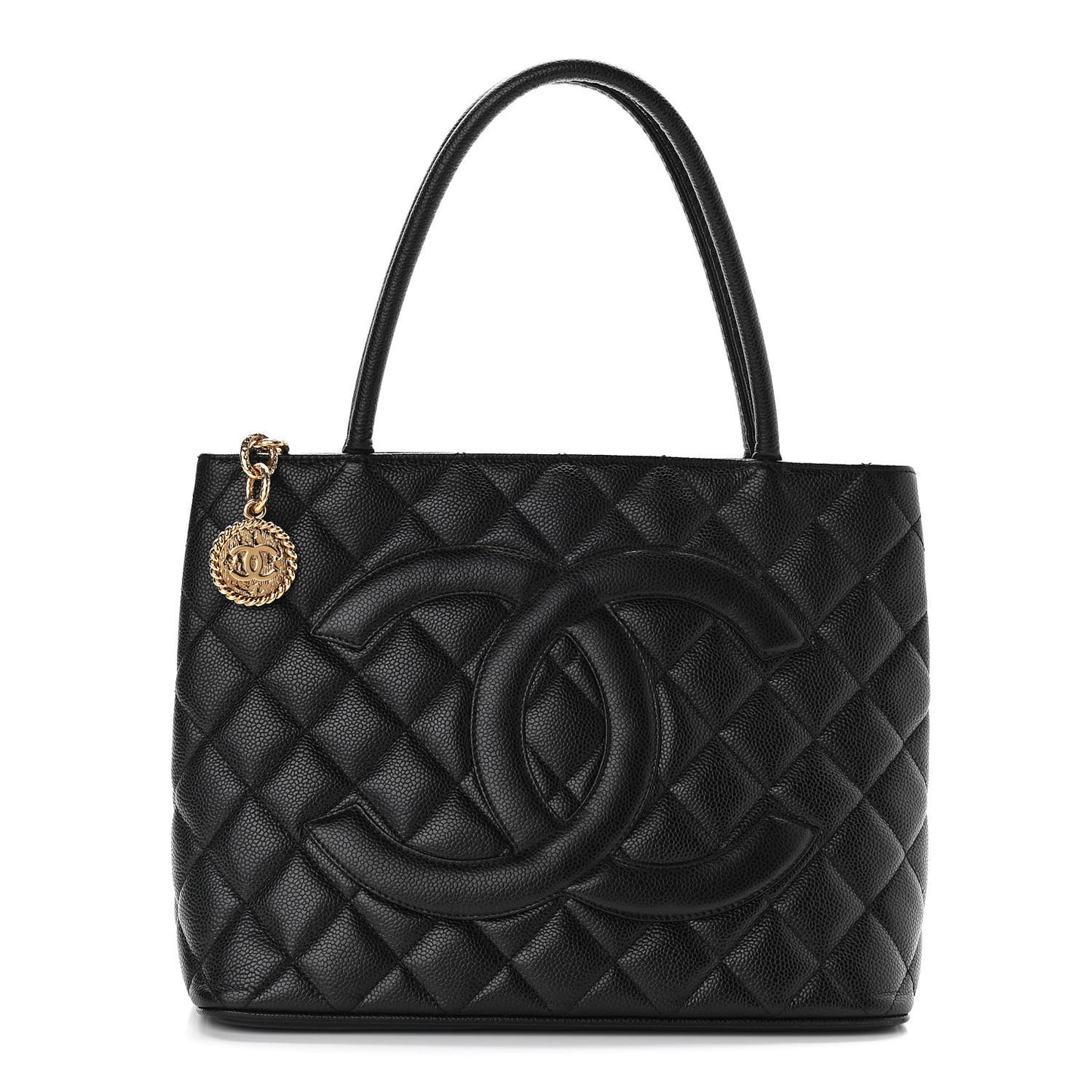 Caviar Quilted Medallion Tote Black