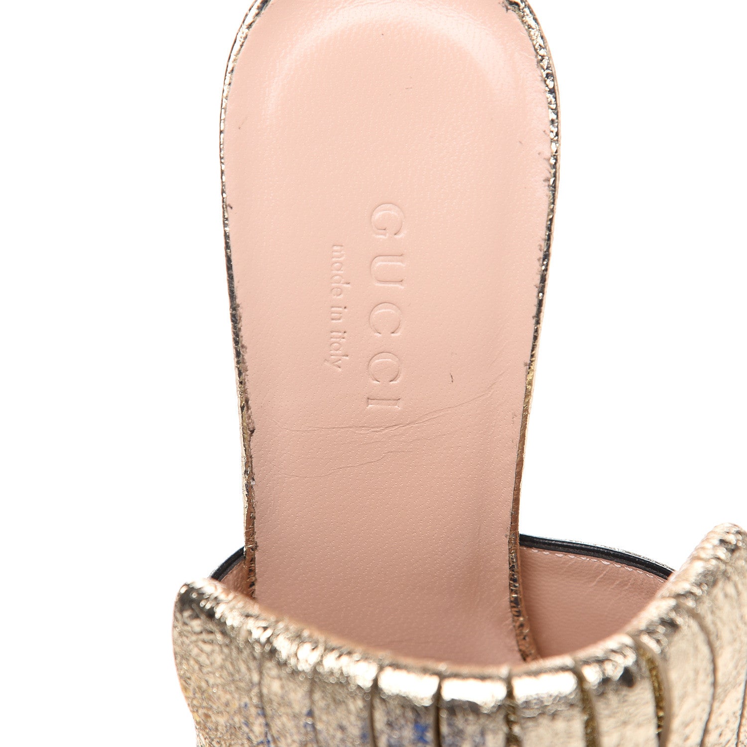 Gucci Galassia GG Marmont Fringe 105mm Slide Sandals 35.5 Platino 7 of 8