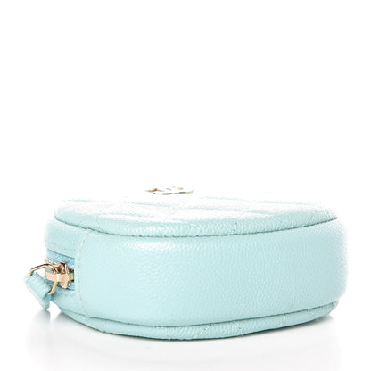 Chanel Caviar Quilted Zip Around Classic Coin Purse Light Blue 4 of 8