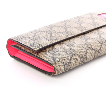 Gucci GG Supreme Monogram Continental Heart Wallet Fluorescent Fuchsia 5 of 12