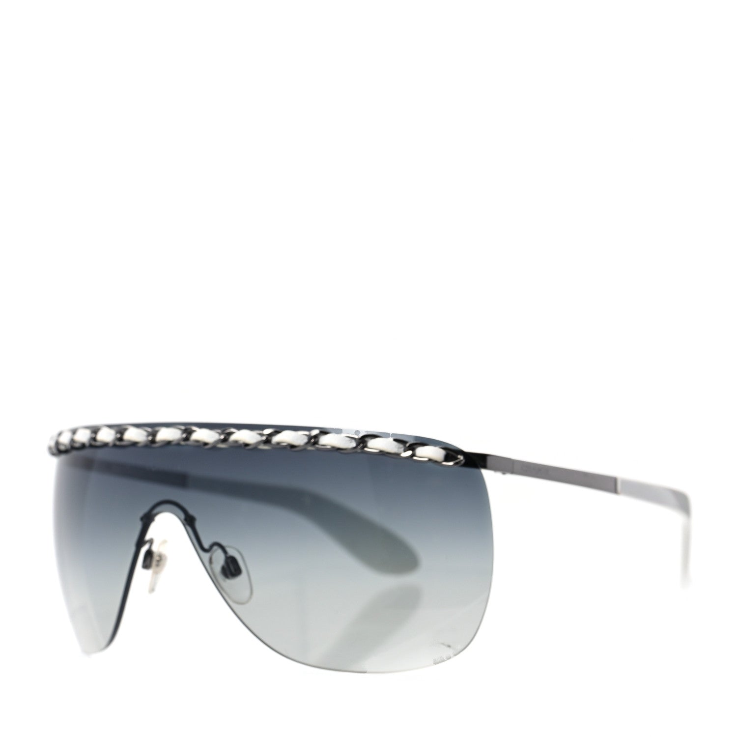 Chanel Rimless Shield Chain Sunglasses 4160-Q White 1 of 6