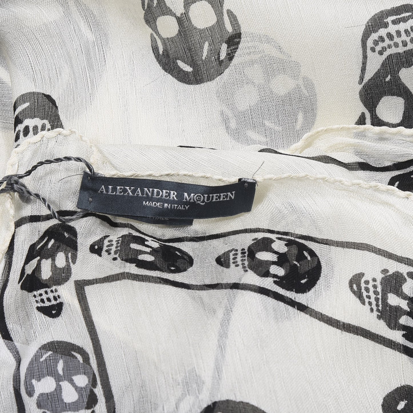 Silk Chiffon Skull Scarf Ivory Black