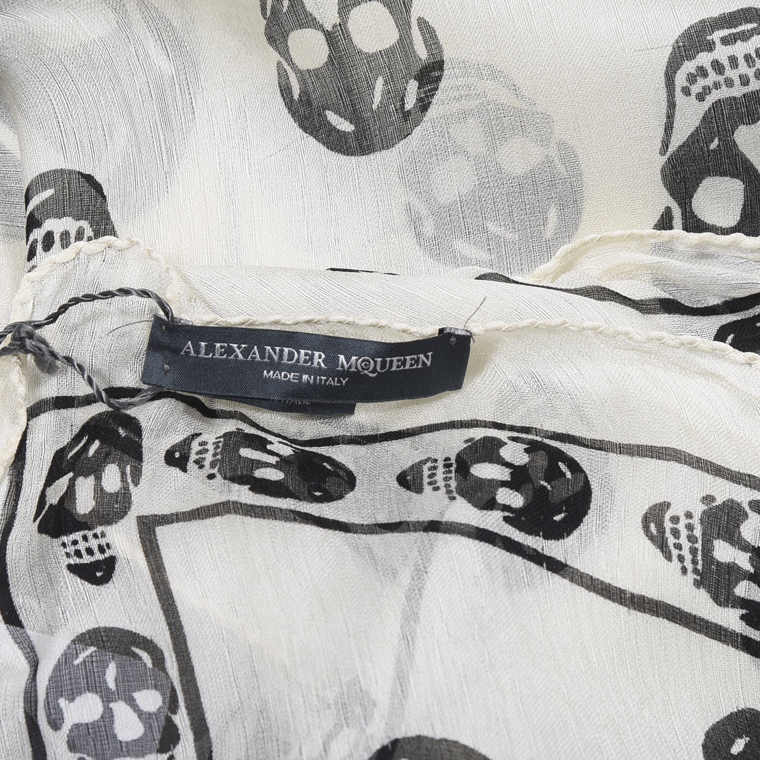 Alexander McQueen Silk Chiffon Skull Scarf Ivory Black 2 of 3