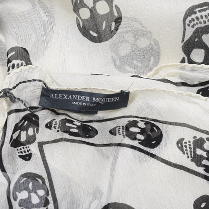Alexander McQueen Silk Chiffon Skull Scarf Ivory Black 2 of 3