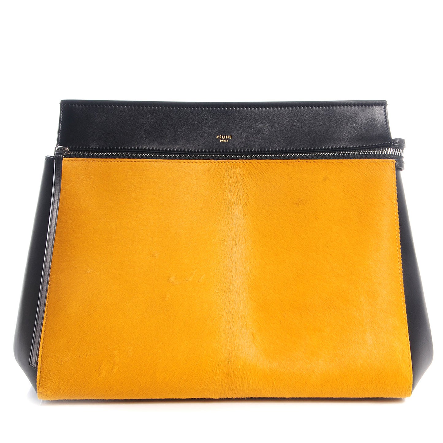 Pony Hair Medium Edge Shoulder Bag Mustard