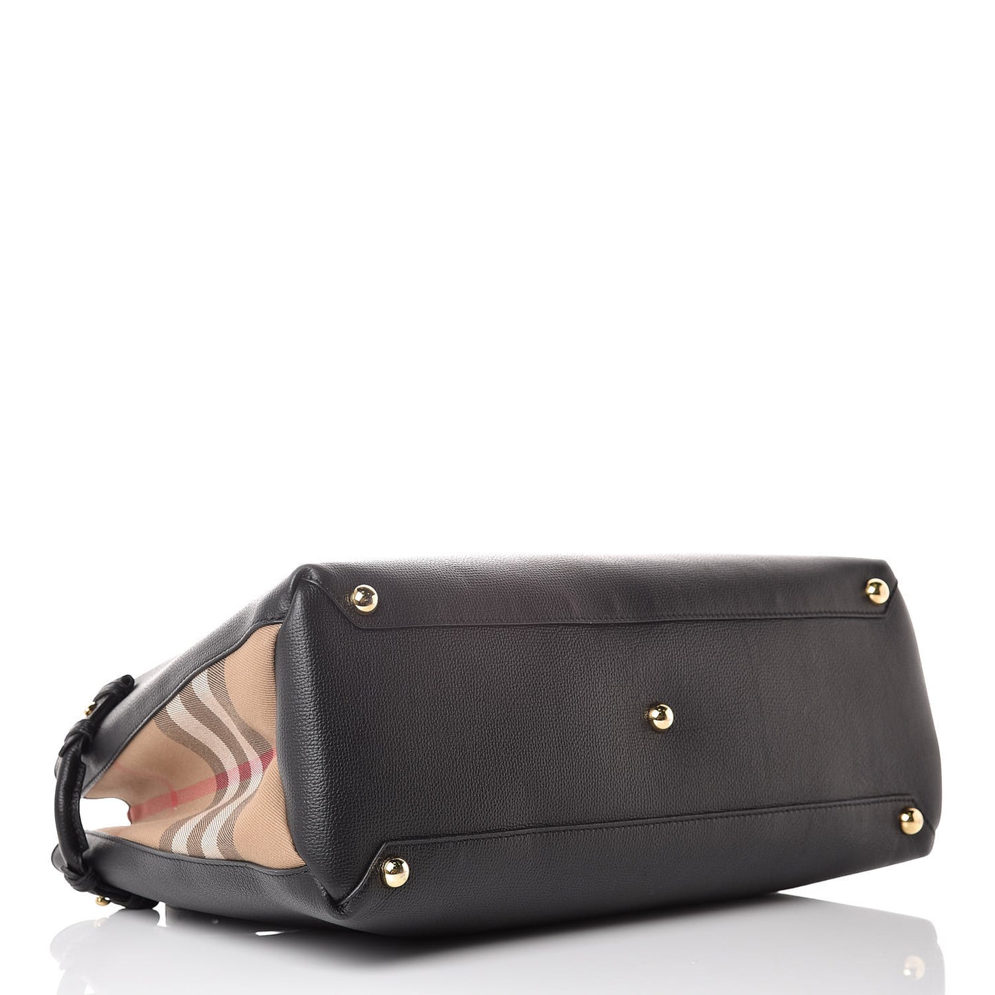 Grainy Calfskin House Check Large Banner Tote Black