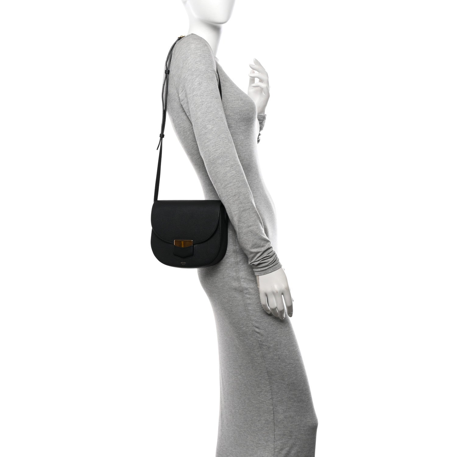 Celine Grained Calfskin Small Trotteur Black 2 of 10