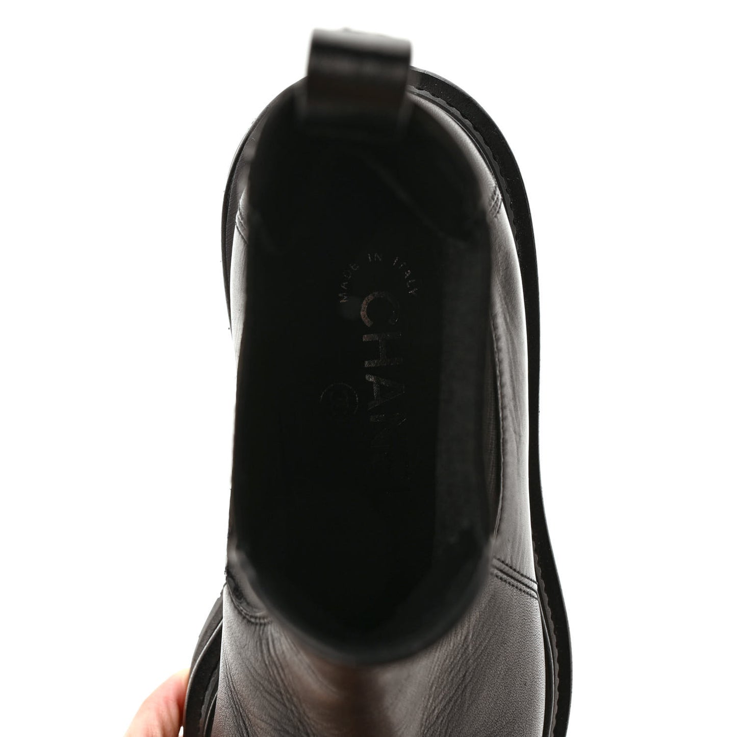 Crumpled Calfskin Patent Cap Toe Short Boots 37 Black