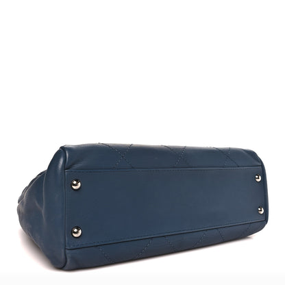 Chanel Washed Calfskin Quilted Hamptons Flap Bag Blue 4 of 12