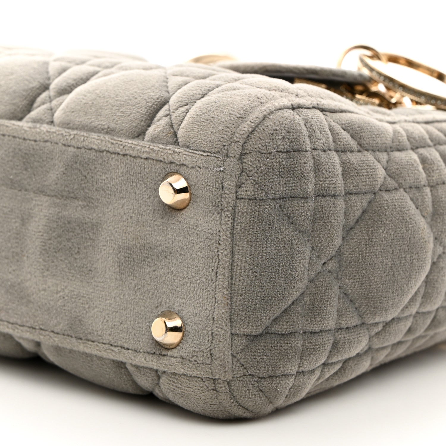 Christian Dior Velvet Mini Lady Dior Gray 10 of 11