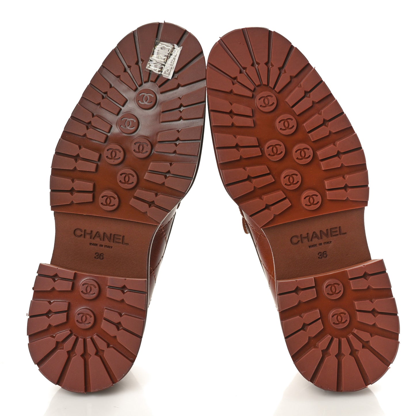 Calfskin Quilted CC Mocassin Loafers 36 Light Brown