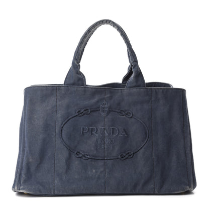 Prada Canvas Canapa Logo Tote Blue 1 of 9