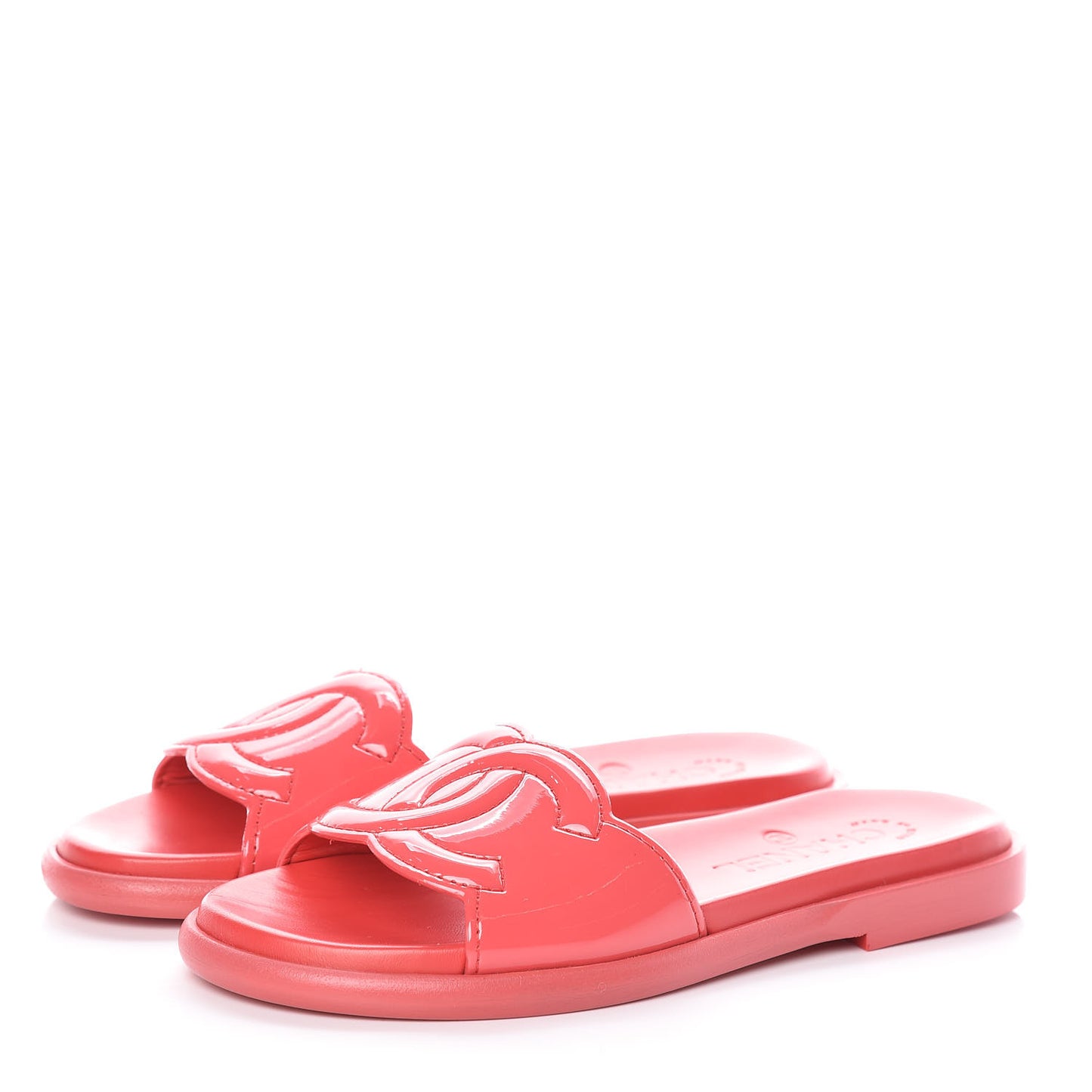 Patent Calfskin CC Slip On Mules 35 Pink
