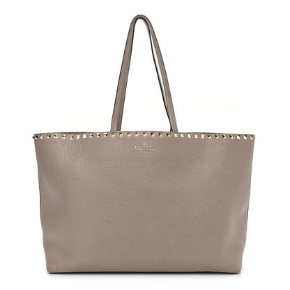Valentino Garavani Grained Calfskin Rockstud Shoulder Tote Poudre 1 of 15