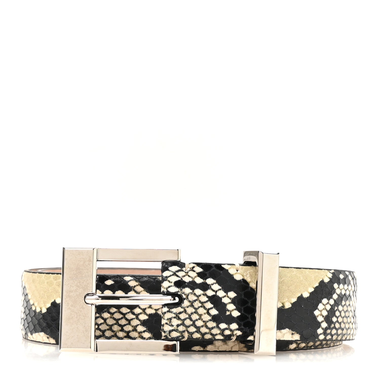 Khaite Calfskin Snakeskin Embossed Manhattan Belt 80 32 Natural 1 of 7