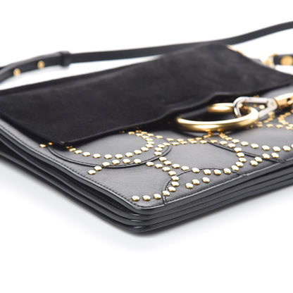 Chloe Calfskin Suede Studded Medium Faye Shoulder Bag Black 8 of 9