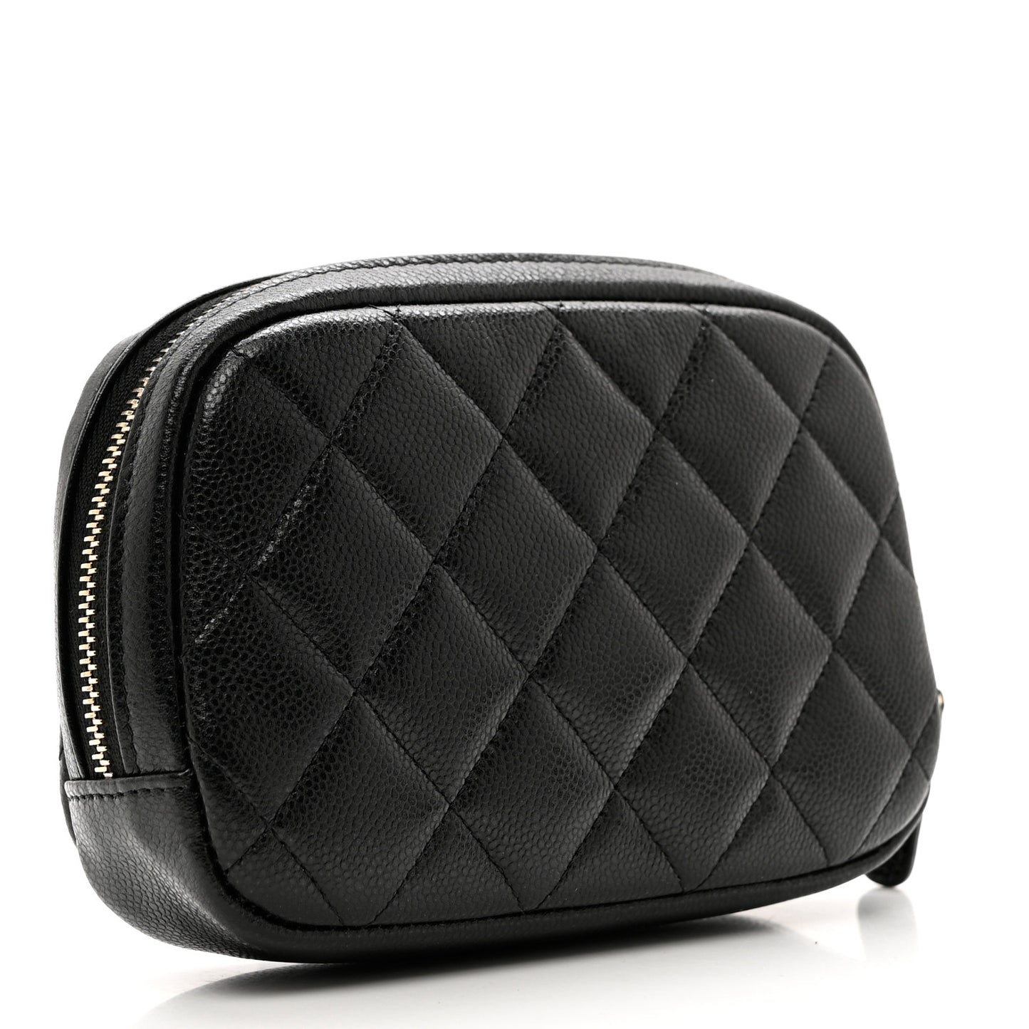 Caviar Quilted Small Curvy Pouch Cosmetic Case Black