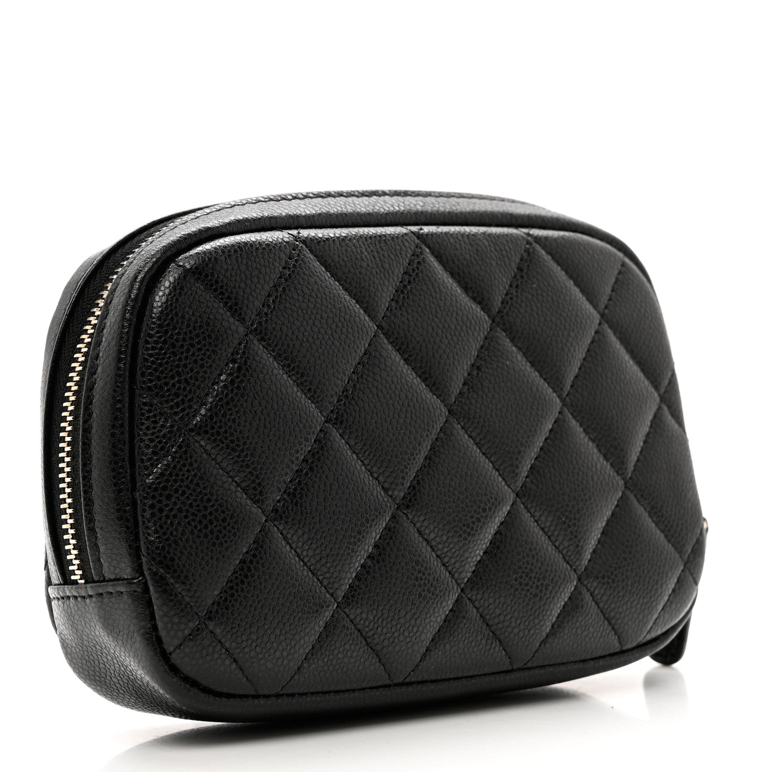 Chanel Caviar Quilted Small Curvy Pouch Cosmetic Case Black 3 of 8