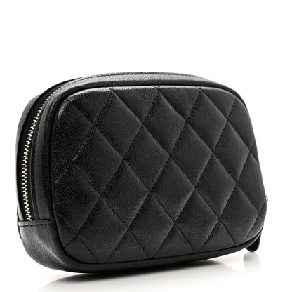 Chanel Caviar Quilted Small Curvy Pouch Cosmetic Case Black 3 of 8