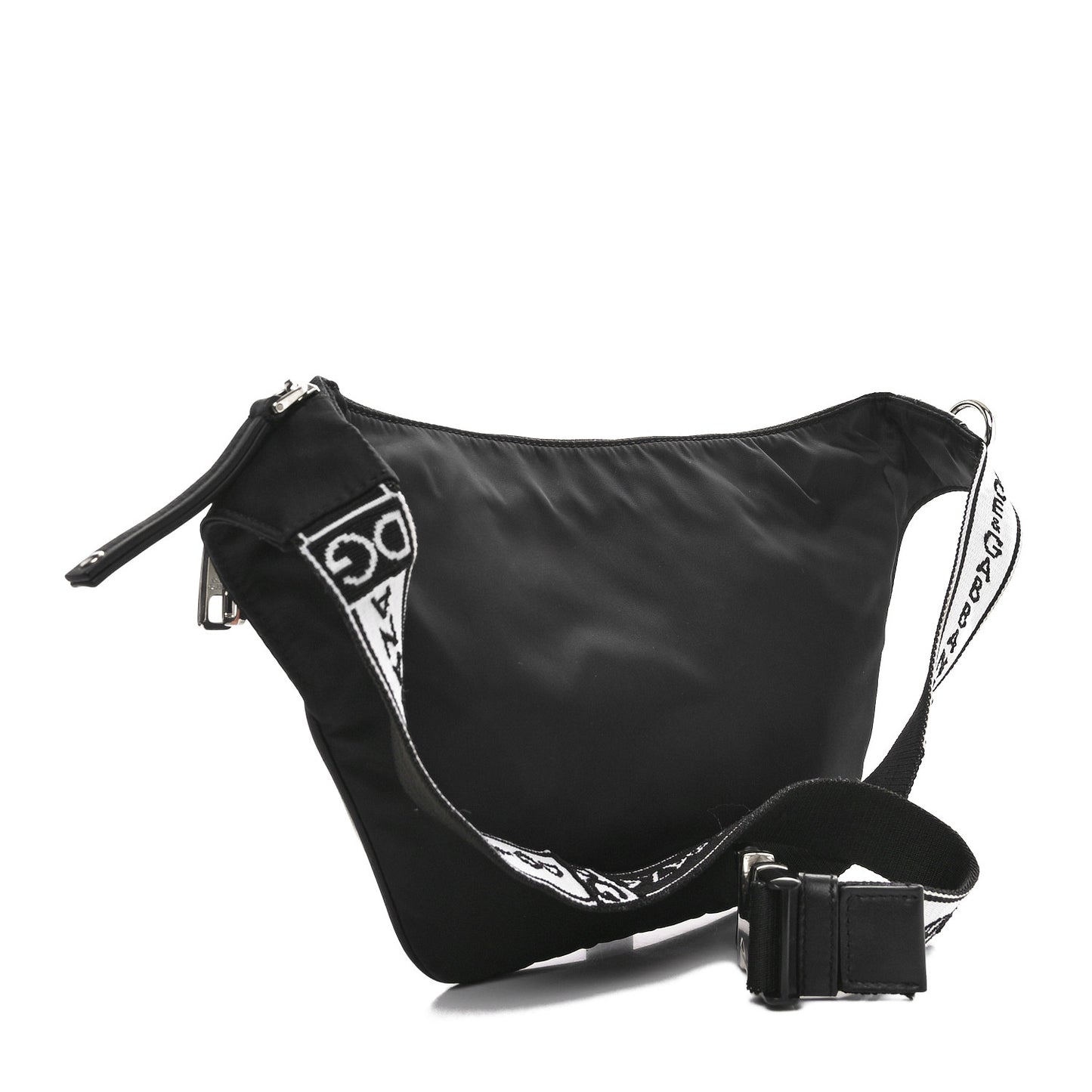 Coated Canvas Nylon Logo Belt Bag Black White