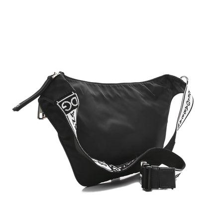 Dolce & Gabbana Coated Canvas Nylon Logo Belt Bag Black White 2 of 9