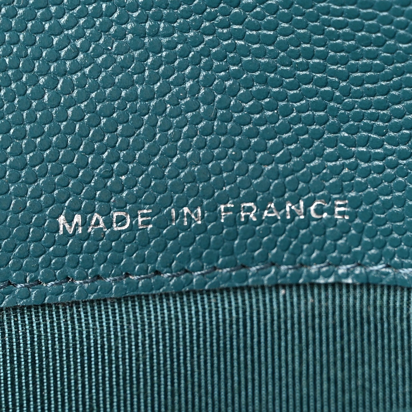 Caviar Quilted Large Gusset Flap Wallet Dark Turquoise