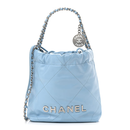 Chanel Shiny Calfskin Quilted Mini Chanel 22 Light Blue 1 of 10