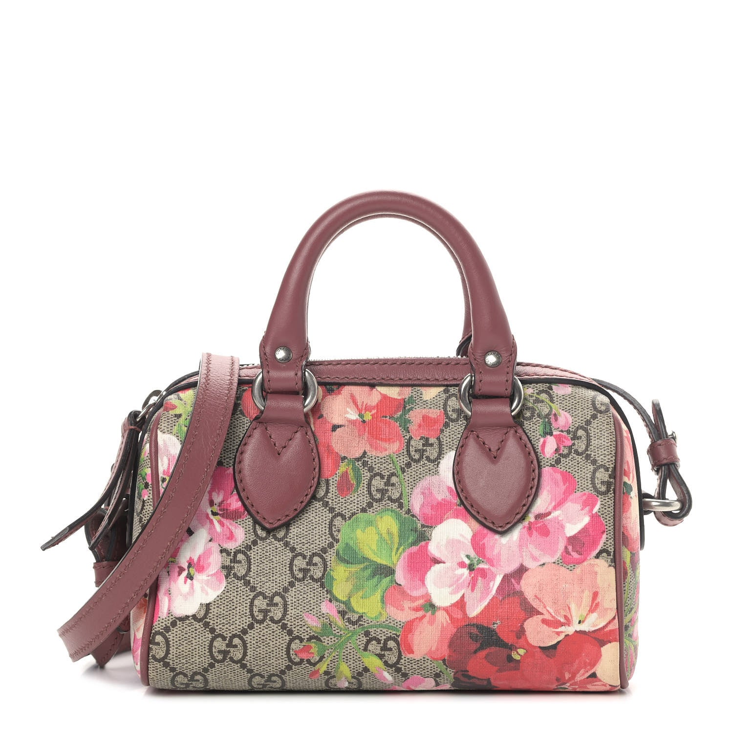 Gucci GG Supreme Monogram Blooms Mini Boston Beige Multicolor Dry Rose 1 of 12