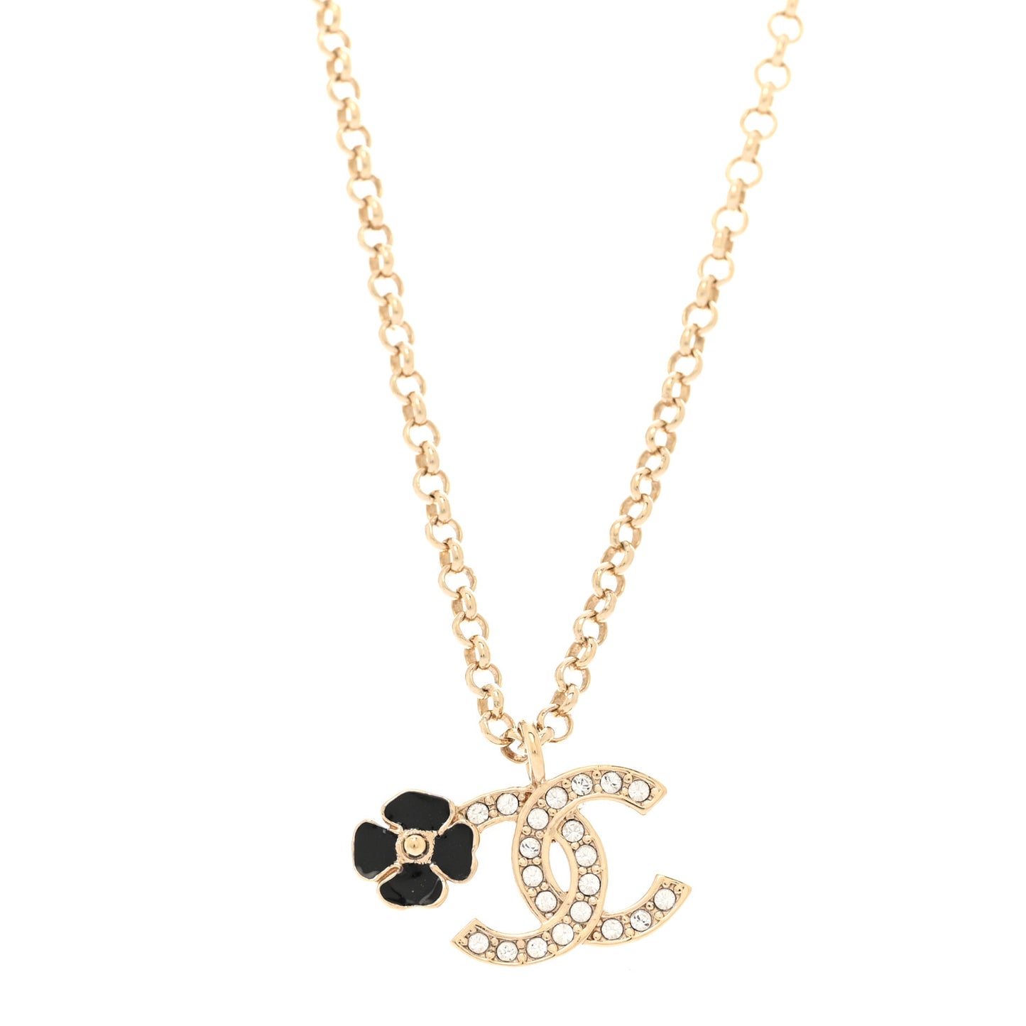 Crystal CC Camellia Necklace Gold Black