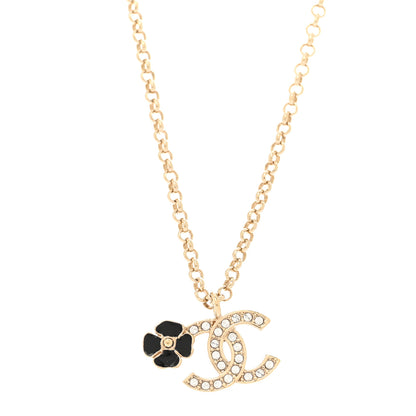 Chanel Crystal CC Camellia Necklace Gold Black 4 of 5