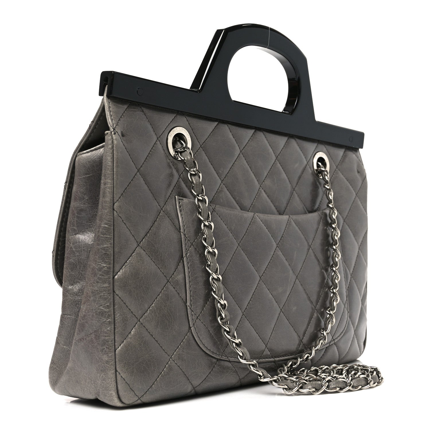 Chanel Glazed Calfskin Quilted Large CC Delivery Tote Grey 3 of 10