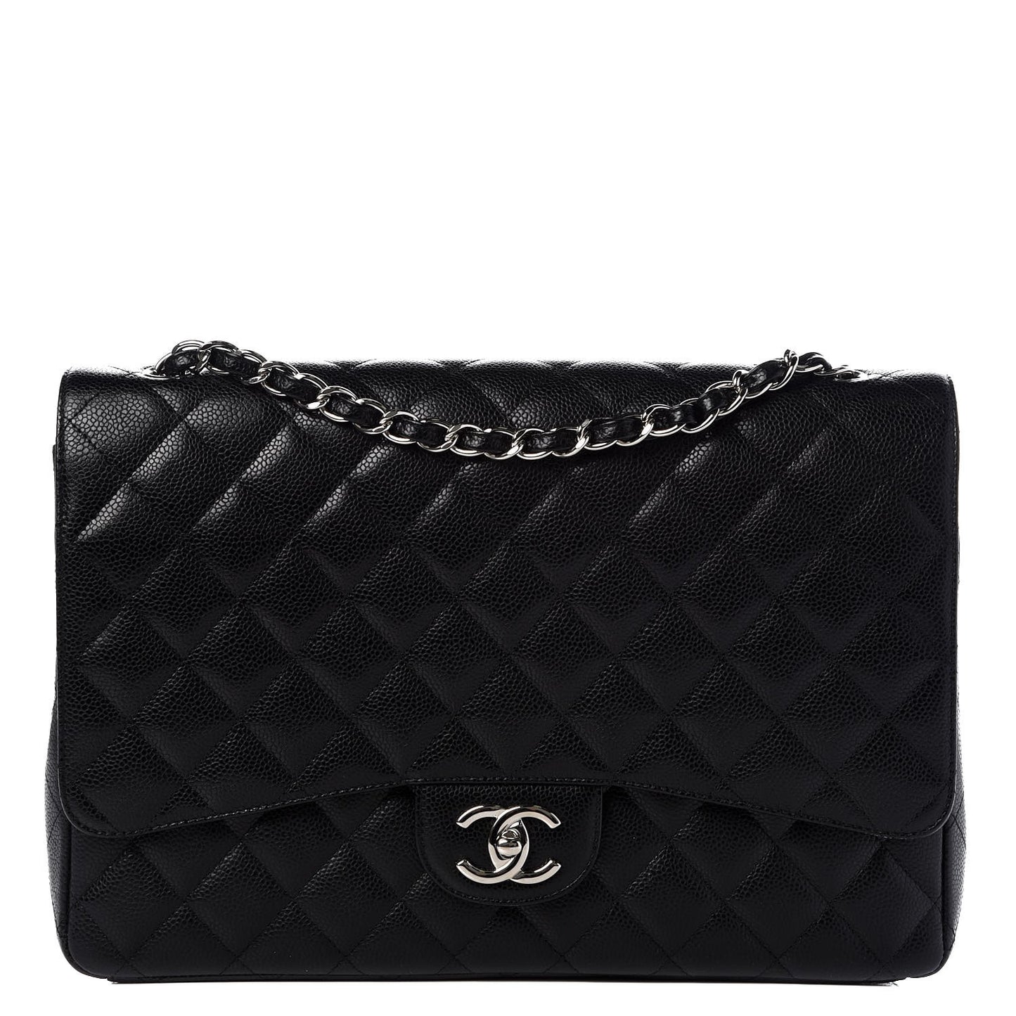 Caviar Quilted Maxi Double Flap Black