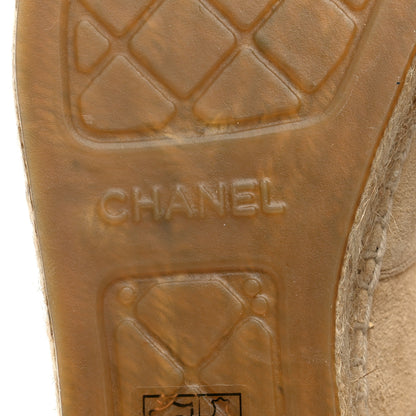 Chanel Suede Pearl CC Espadrilles 40 Beige Black 7 of 10