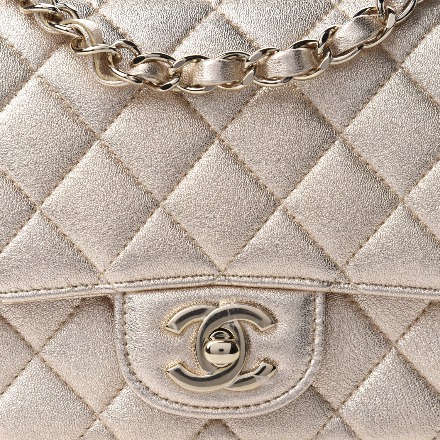 Chanel Metallic Lambskin Quilted Mini Square Flap Gold 10 of 10