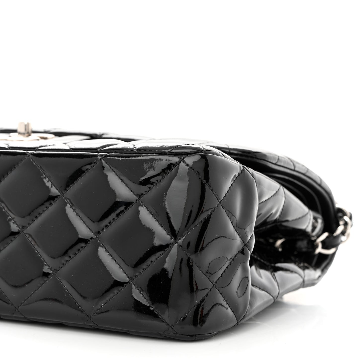 Patent Quilted Jumbo Double Flap Black