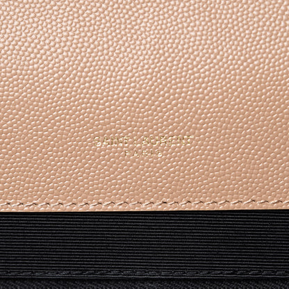 Saint Laurent Grain De Poudre Mixed Matelasse Large Triquilt Monogram Satchel Cork 7 of 10