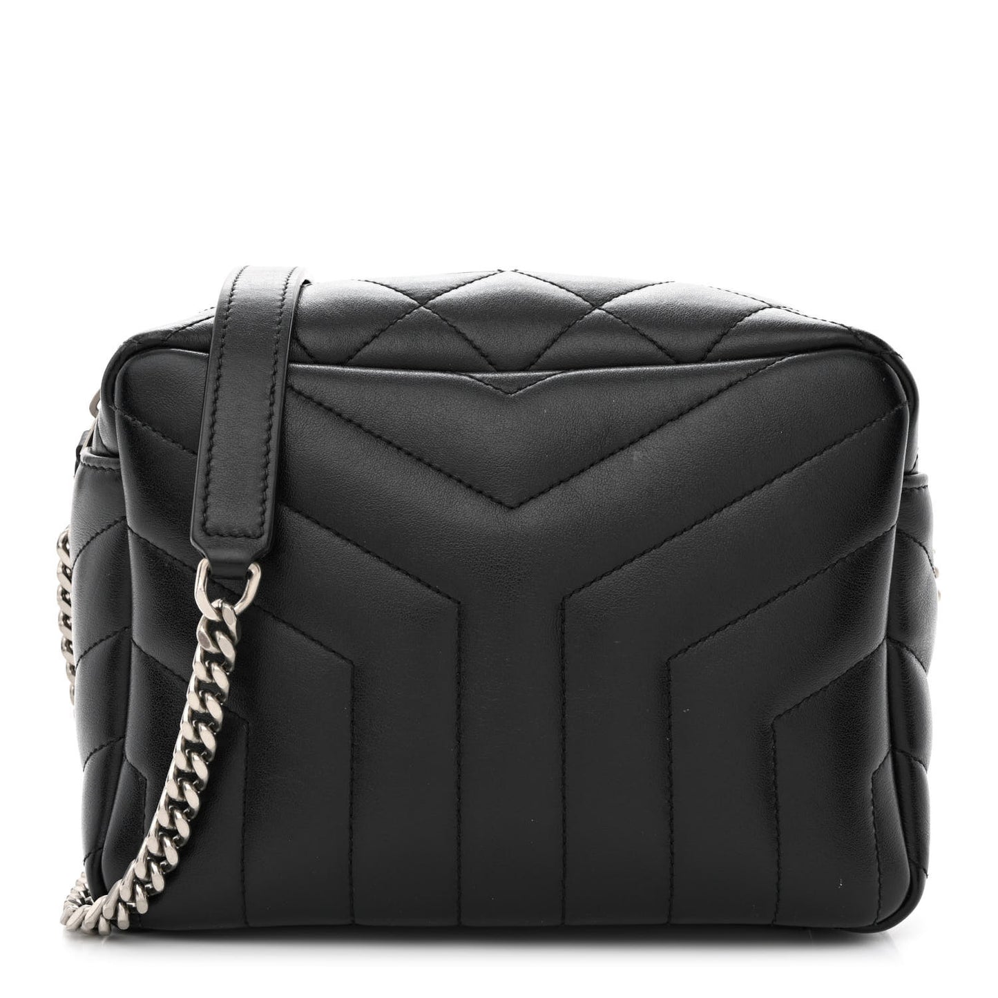 Calfskin Y Quilted Monogram Small Loulou Bowling Bag Black