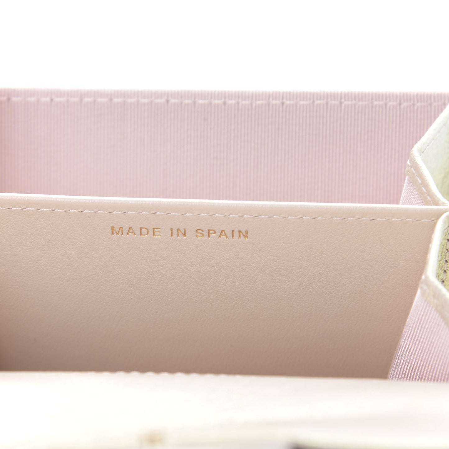 Iridescent Lambskin Quilted Flap Card Holder Ivory