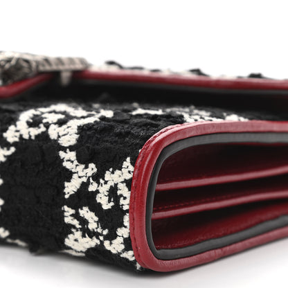 Gucci Tweed GG Monogram Mini Dionysus Chain Wallet Black White Romantic Cherry 9 of 11