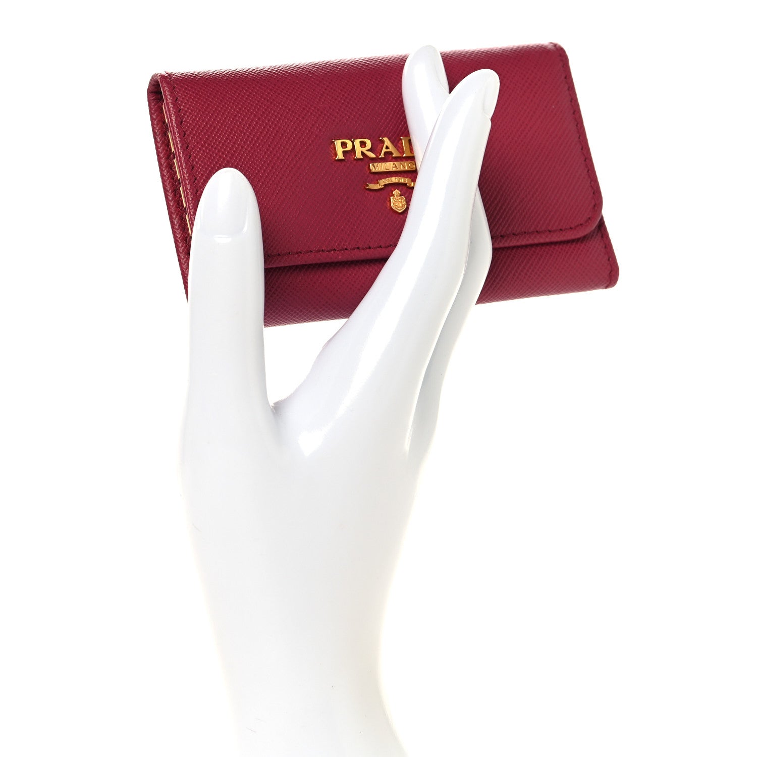 Prada Saffiano Metal 6 Key Holder Ibisco 2 of 7