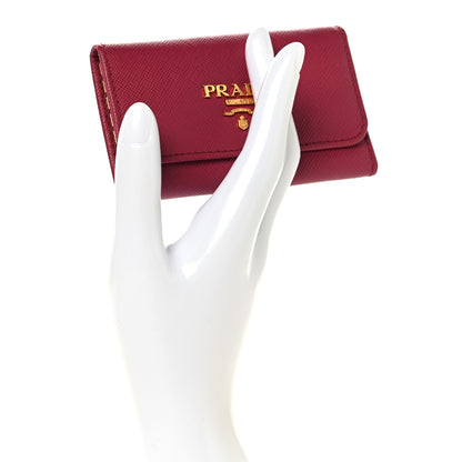 Prada Saffiano Metal 6 Key Holder Ibisco 2 of 7