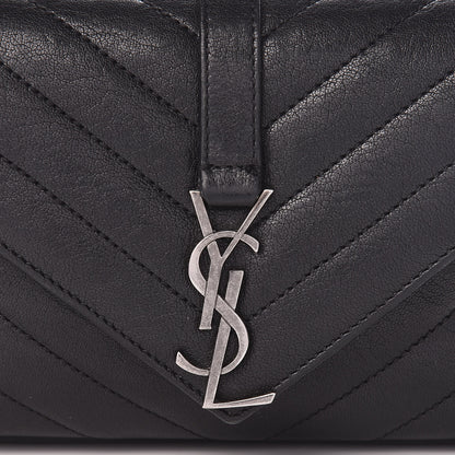 Saint Laurent Sheepskin Matelasse Chevron Monogram College Chain Wallet Black 14 of 14