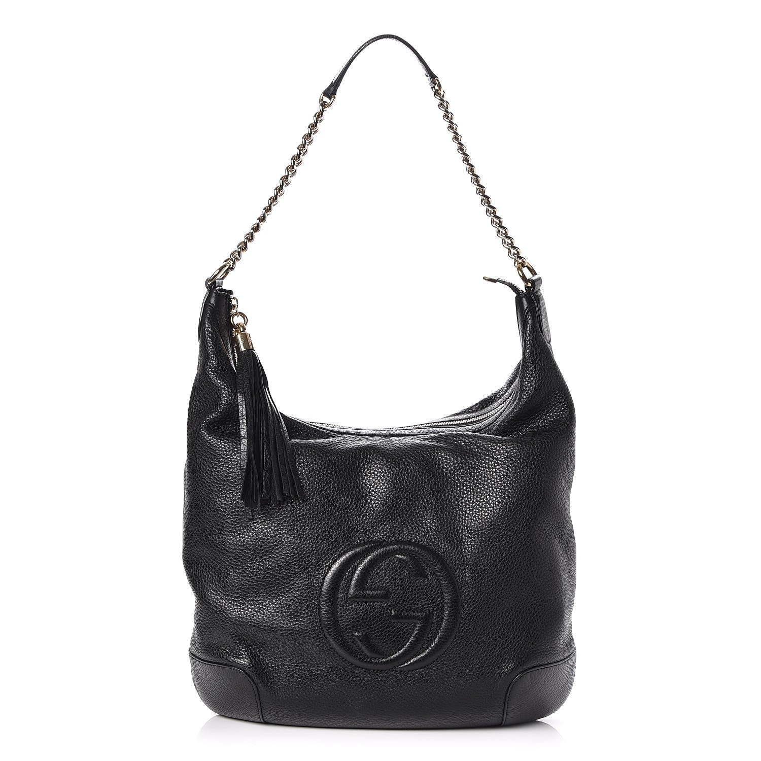 Gucci Pebbled Calfskin Medium Soho Chain Hobo Black 1 of 7