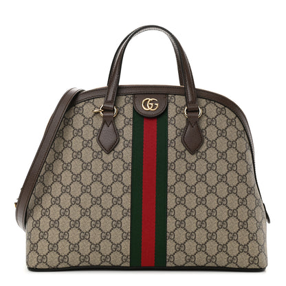 Gucci GG Supreme Monogram Web Medium Ophidia Top Handle Dome Bag Brown 1 of 10