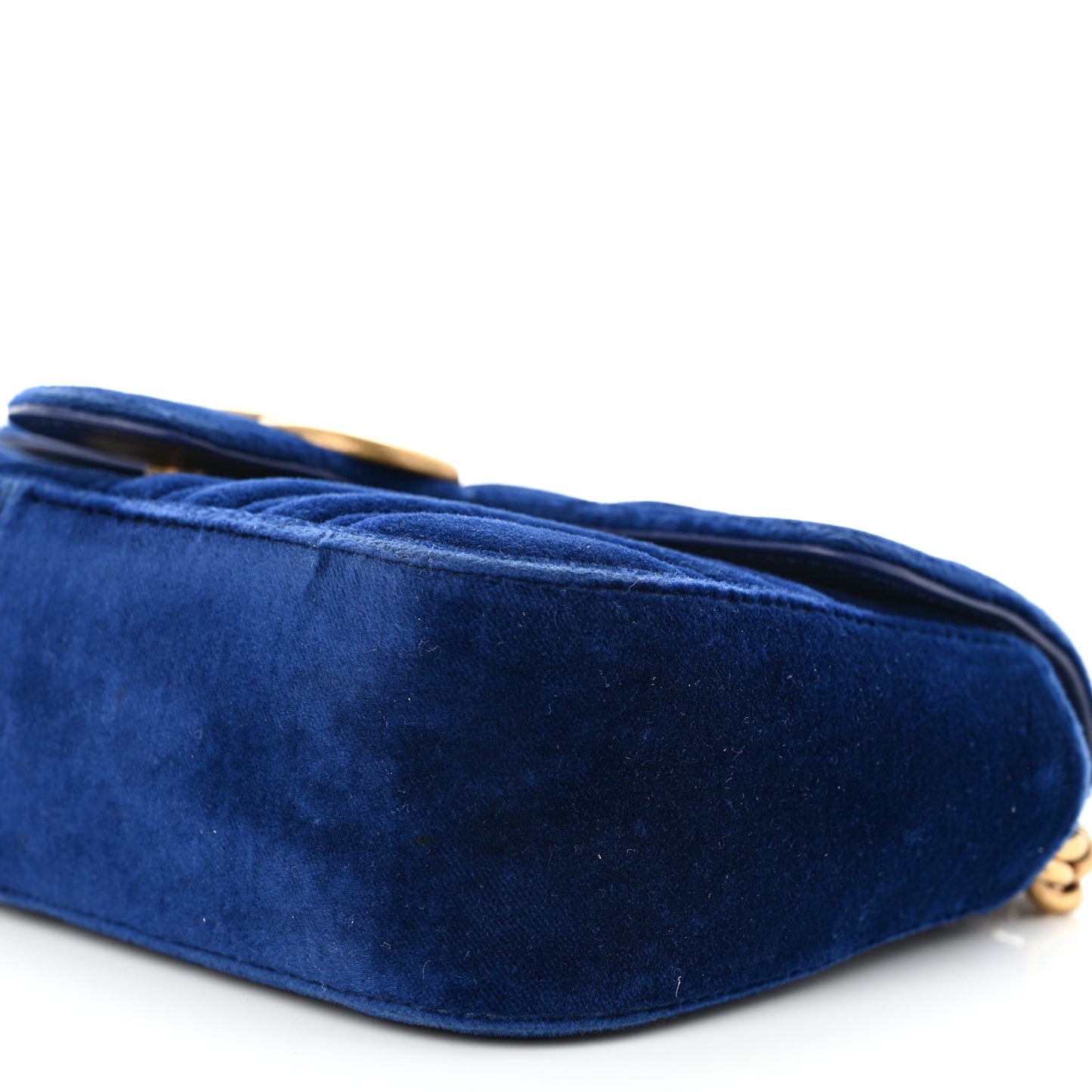 Velvet Matelasse Mini GG Marmont Shoulder Bag Cobalt Blue