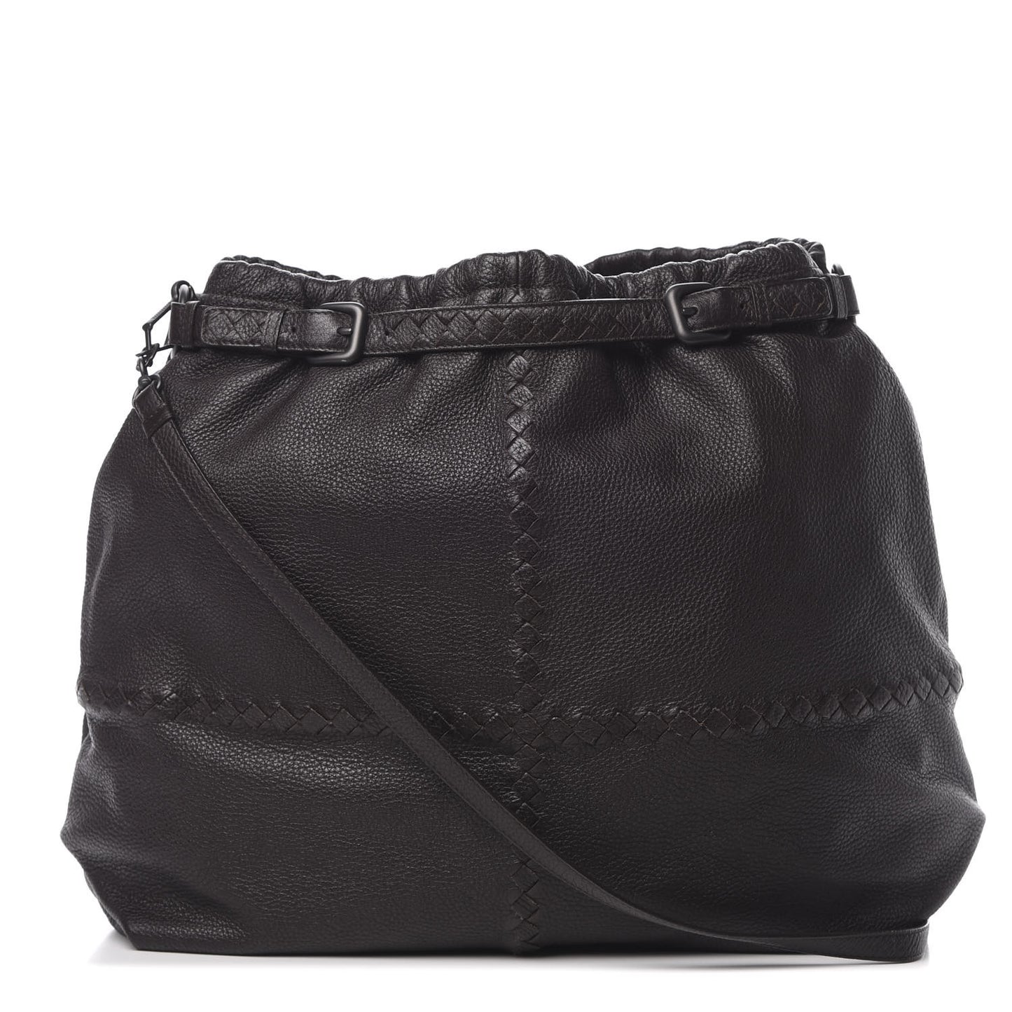 Washed Cervo Deerskin Intrecciato Bering Hobo Ebano