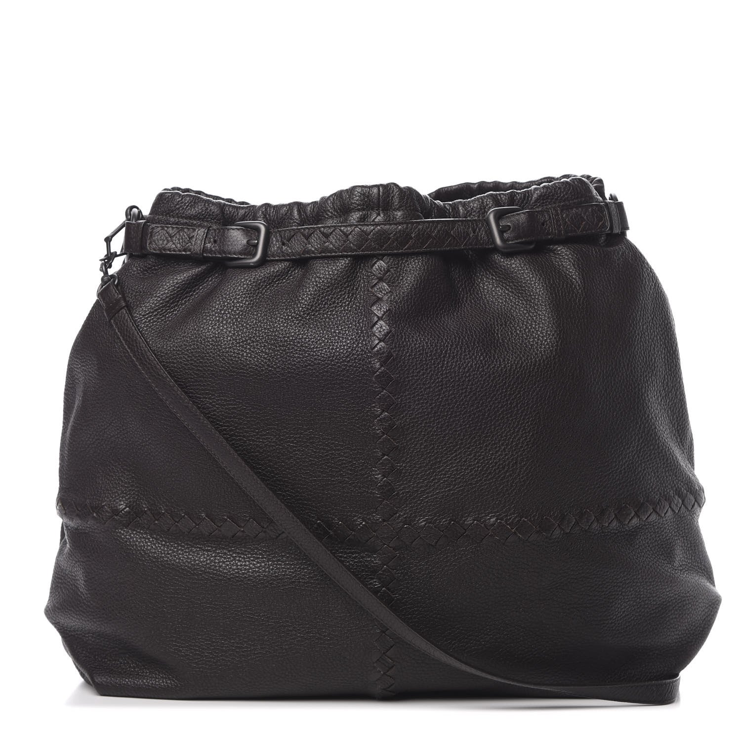Bottega Veneta Washed Cervo Deerskin Intrecciato Bering Hobo Ebano 1 of 11