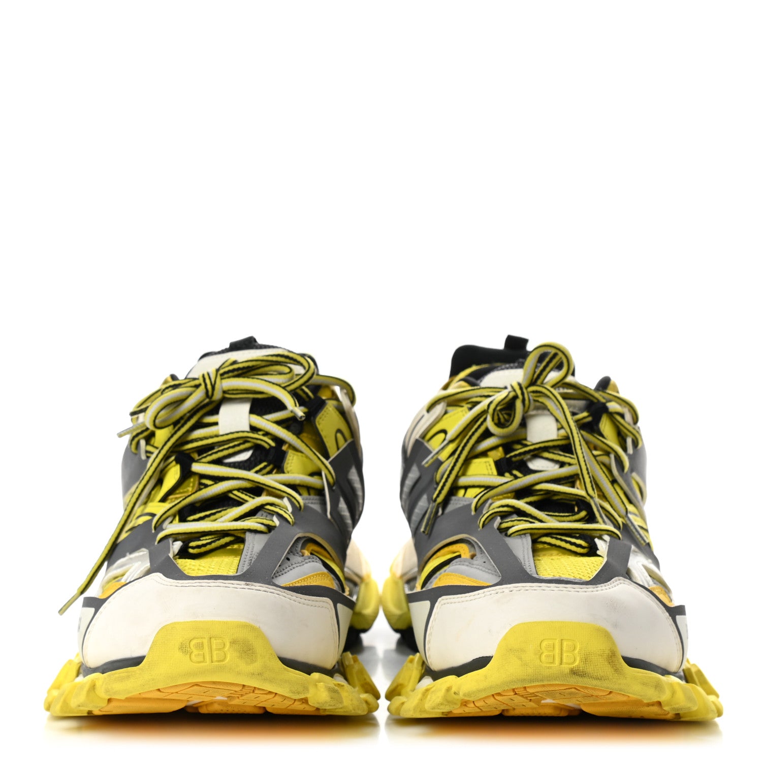 Balenciaga Mesh Nylon Mens Track Sneakers 45 Yellow Black White 2 of 8