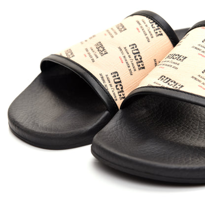 Gucci Supreme Canvas Stamp Print Pool Slide Sandals 42 Soy 8 of 9